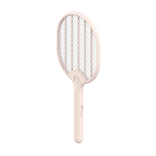 Semoic 3 Layer Grid Multi-Function USB Rechargeable Led Electric Fly Swatter Mosquitoes Insects Racket Killer RacquetPink