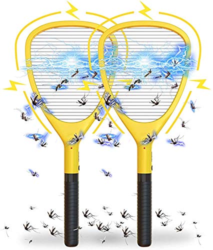 Wellgoo 2 Pack Large Electric Fly Swatter - High Voltage Handheld Bug Zapper and Mosquito Killer Racket - Bright LED Light to Zap in The Dark 2 AA Batteries Included