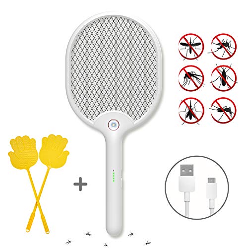 X Home Electric Fly Swatter Racket Handheld Bug Zapper USB Fast Rechargeable LED Lighting Mosquito Killer for Outdoor and Indoor Travel Camping 3-Layers Safety Mesh Protection Pest Control