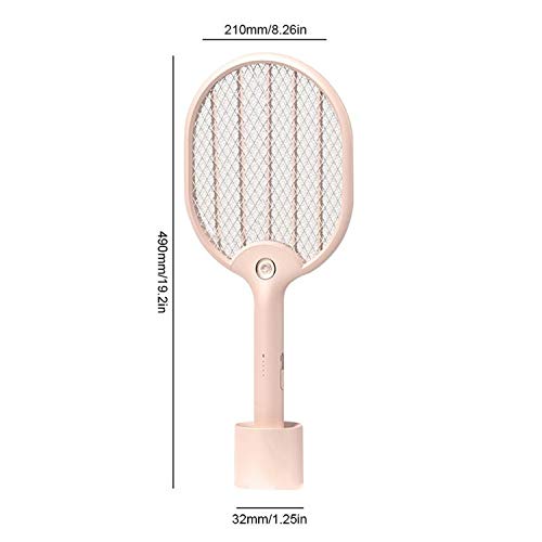 Electric Mosquito Swatter Led Light Killer Electric Tennis Bat Rechargeable Household Net Handheld Insect Home Garden Fly ZapperPink