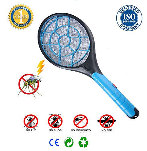 Bug Zapper Racket - Ideal as Fly Zapper Mosquito Zapper or Electric Fly Swatter - Safe and Effective for both Indoor and Outdoor - Easy to Use - Durable Design  Great for the Christmas Gift