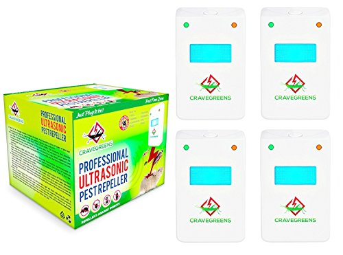 Set Of 4 Cravegreens Pest Control Ultrasonic Repeller -electronic Plug -in Repeller For Insects- Best Repellent