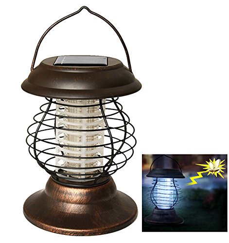AGPtek Indoor Outdoor Wireless Solar Power Mosquito Killer UV Lamp Insect Pest Bug Zapper Sensor Light for Camping Fishing or Hiking -- 2 Light Modes with 360-400mm ray of light Tan 1 Pcs