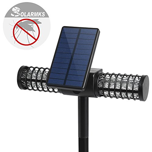 Solarmks Mw-0104 Solar Bug Zapper with 4 Led Uv Bulbs Cordless Security Outdoor Mosquito Killer Lamp