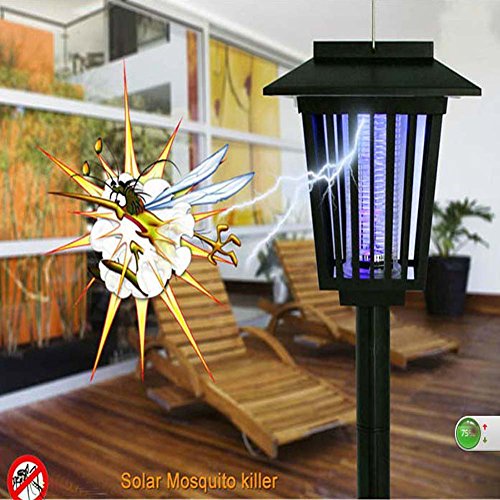 Led Solar Bug Zapper Lights Garden Lawn Pest Repellent Lighting Mosquito Killer Lamp Uv Light White Leds - Garden