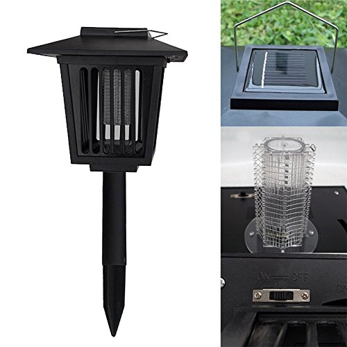 Awakingdemi LED Solar Powered Outdoor Lanterns Outdoor Insect Mosquito Pest Bug Zapper Killer Solar Panel Electric Shock Lamps