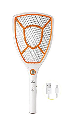 AIWOTOWOW USB Electric Rechargeable Bug Zapper Mosquito Insect Fly Swatter Racket with Lithium Battery And - Orange