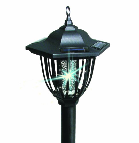 Ideaworks Jb6593 2 In 1 Solar Insect Bug Zapper Lantern Light - Dual Purpose Yard Accent, Black