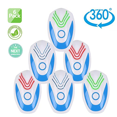 Cosy Area Ultrasonic Pest Repeller Plug in Ultrasonic Pest Repellent Control Reject for Insect Mouse Rats Spiders Fleas Roaches Bed Bugs Mosquitoes Eco-Friendly 6 Packs