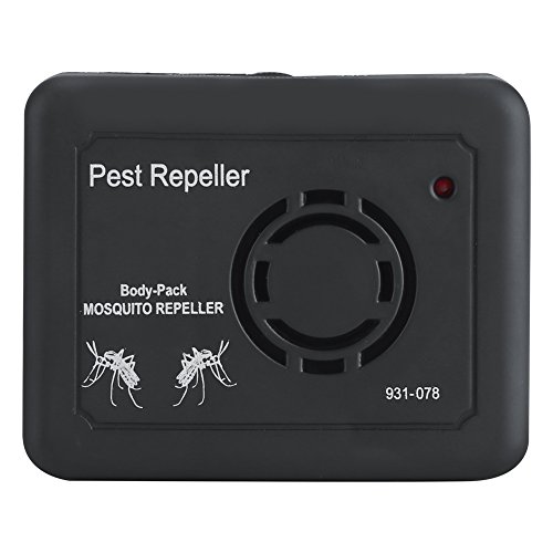Electronic Pest Repeller Ultrasonic for Mosquito Mini Portable Effective 10 Meter Range for Indoor Outdoor Non-Toxic Human and Pet Safe Helps to Sleep Well Black
