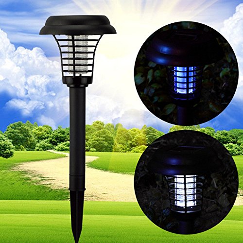 2 in 1 Zapper and Light- LED Solar Powered Outdoor Electronic Bug Zapper Light Pest Control Mosquito and Fly Killer Garden Lamp 041