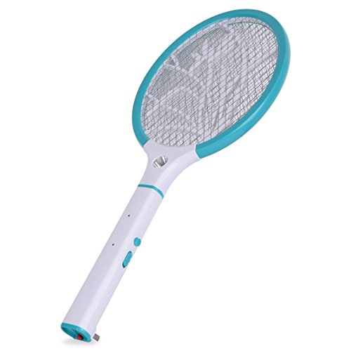 Aiwotowow 2 Pin Plug Electric Rechargeable Bug Zapper Mosquito Insect Fly Swatter Racket 12-month Warranty - Blue