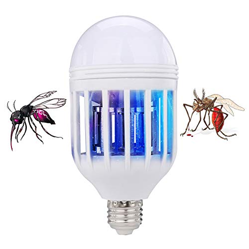 Naiflower LED Anti-Mosquito Bulb 15W 1000LM 6500K Bug Insect Mosquito Killer Trap Electric Mosquito Repellent Household Mosquito Killer Non-Toxic Fly Pests Catcher Lamp Pest Control Light
