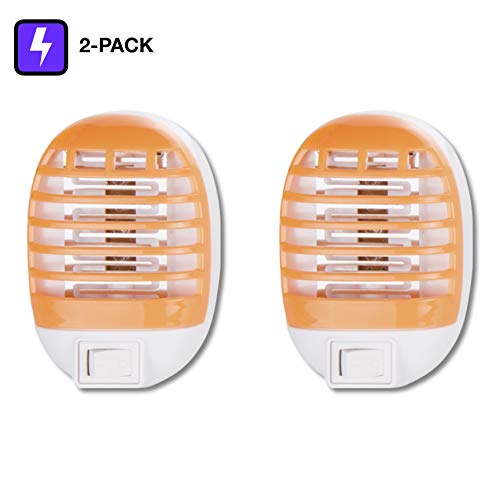 One Stop Outdoor 2-Pack - Mini Plug-in Mosquito Killer Lamps UV LED Light - Electric Mosquito Fly Bug Insect Trap Killer Zapper Night Lights Orange