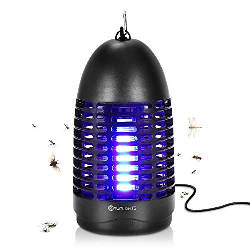 YUNLIGHTS Bug Zapper - Indoor Mosquito Zapper Electric Mosquito Fly Killer with Hook Hanging Standing Mosquito Lamp Indoor Flying Insect Trap for Indoor Use Black