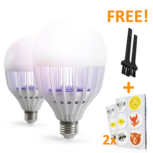 2 Pack Best Mosquito Killer Led Bulbs Lures Zaps And Kills Insects - Lights Home - Fits 110v Indoor And Outdoor