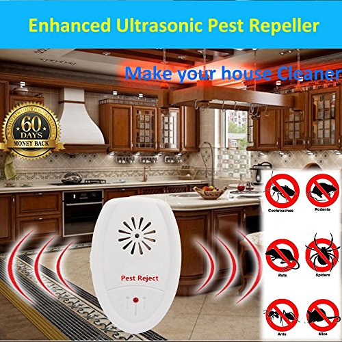Electric Pest Repeller-Enhanced Dual Wave Ultrasonic Electriconic Pest Repellent-Professional Pest Control for MiceMouseRodentCockroachRatsAntsSpidersMosquitoes and other Insects