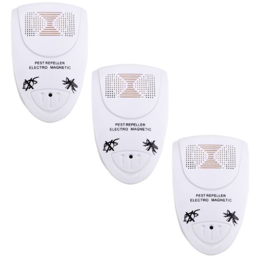 Hde 3-pack Ultrasonic Electronic Indoor Mosquitorodentpest Repeller Wall Plugs