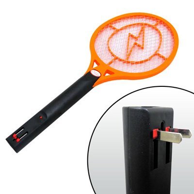 Rechargeable Electric Fly Swatter Bug Zapper Mosquito Trap orange