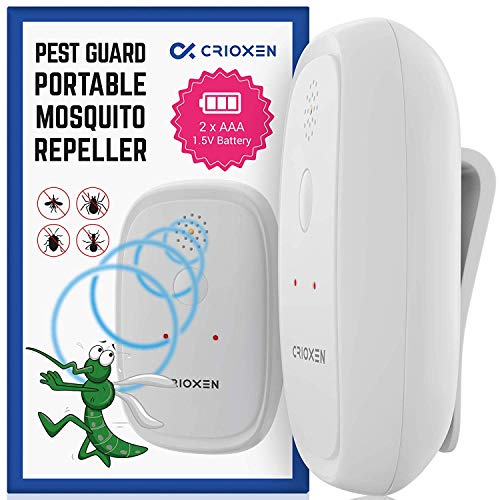 Crioxen Ultrasonic Mosquito Repellent - Odorless Non-Toxic Portable Pest Control Repeller Anti Insects Bugs Roaches wDragonfly Mode - for Indoor and Outdoor
