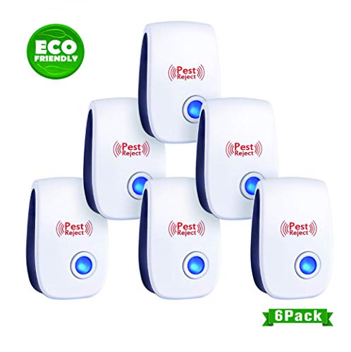 WJ Zone 2019 New Ultrasonic Pest Repeller ECO-Friendly Electronic Pest Control Plug in Pack of 6 Portable Indoor Pest Defender Pest Reject for Mosquito Rodent，Anti Cockroach Mosquito Bug