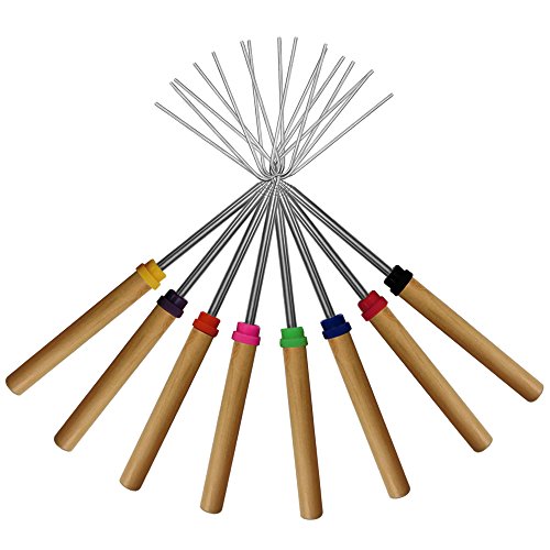 Marshmallow Roasting Sticks KEKU Set of 8 Telescoping Rotating Smores Skewers Hot Dog Fork Kids Camping Campfire Fire Pit Accessories