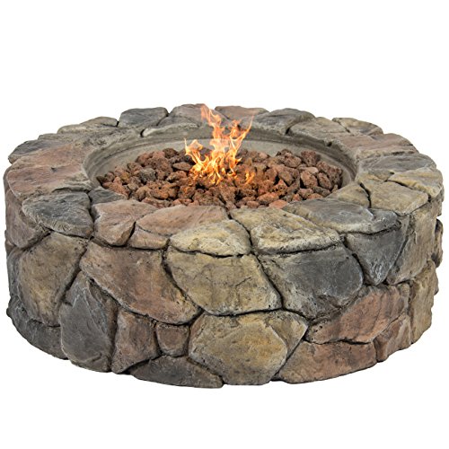 Best Choice Products Stone Design Fire Pit Outdoor Home Patio Gas Firepit