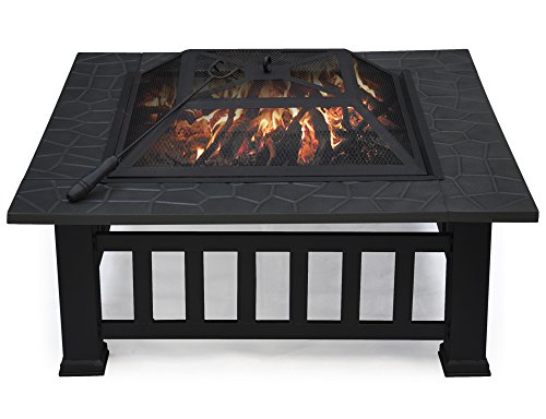 Yaheetech Outdoor Metal Firepit Backyard Patio Garden Square Stove Fire Pit Fire Bowl 32