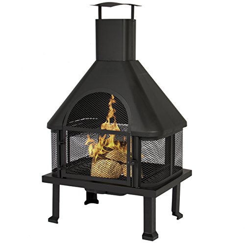 Best Choice Products Firehouse Fire Pit With Chimney Outdoor Backyard Deck Fireplace