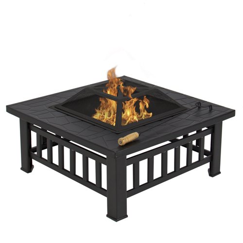 Best Choice ProductsÂ Outdoor 32 Metal Firepit Backyard Patio Garden Square Stove Fire Pit With Cover