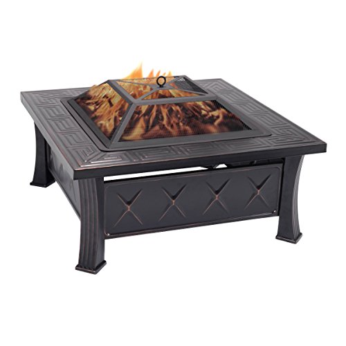 Giantex 32 Square Metal Firepit Patio Garden Stove Fire Pit Outdoor Brazier With Poker 32 Square