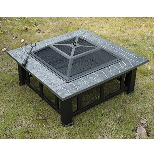 Outsunny Square 32 Outdoor Backyard Patio Metal Firepit