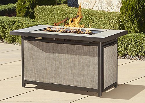 Cosco Outdoor Serene Ridge Aluminum Propane Gas Fire Pit Table with Lid Rectangular Dark Brown
