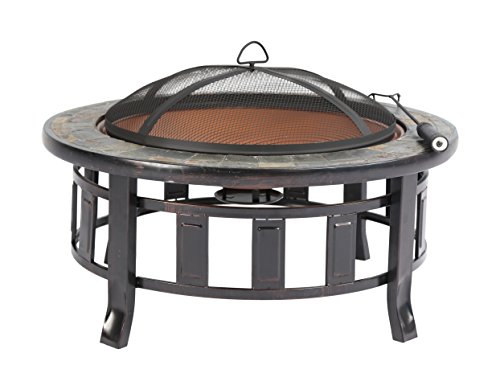 Baner Garden 34 F15 Round Portable Backyard Outdoor Garden Patio Stove Steel Firepit with Guard Top