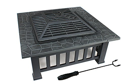 Zeny Fire Pit 32&quot Outdoor Square Metal Firepit Backyard Patio Garden Stove Fire Pit Wcover Black 01