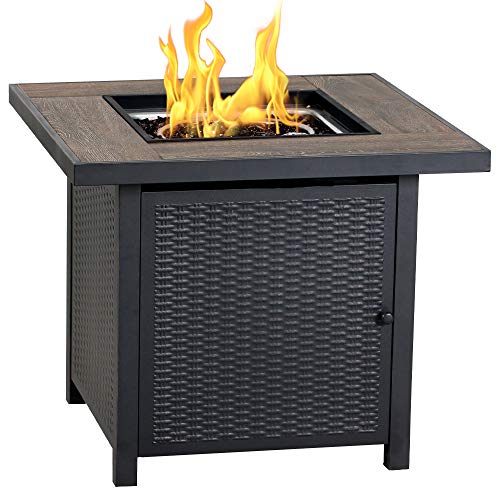 BALI OUTDOORS Propane Fire Pit Table 30 Inch Gas Fire Pits Outdoors Square Fire Table wFire Glass 50000 BTU