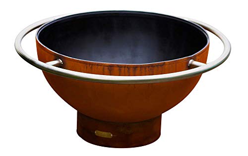 Fire Pit Arts Outdoor Propane Fire Pit - Bella Luna - Match Lit Gas Fire Pit Steel Bowl Includes Brass Burner Lava Rock Flex Line Kit and Plate
