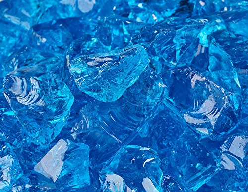 12 - 34 Crushed Fire Glass for Indoor or Outdoor Fire Pit or Fireplace 10 Pounds Bermuda Blue