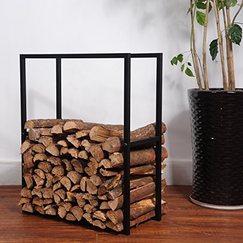 Black Metal Powder Coated Finish Fire Wood Holder Rack  Indoor Outdoor Fireplace Log Bin - MyGiftÂ