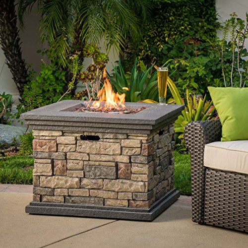 Crawford Outdoor Square Liquid Propane Fire Pit with Lava Rocks