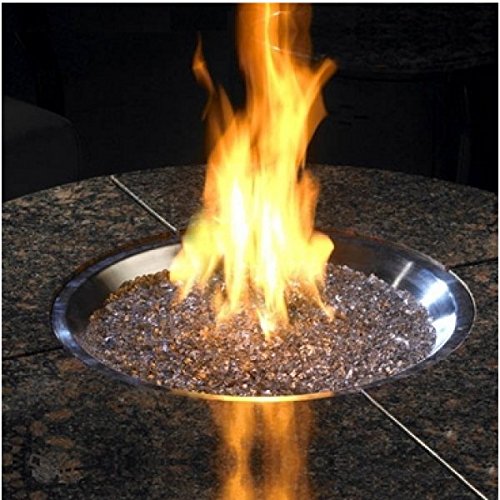 Outdoor Great Room Round Crystal Fire Stainless Steel Burner with Glass Fire Gems 20-Inch