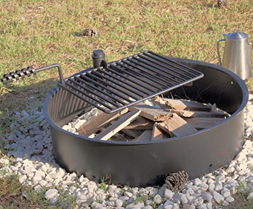 32" Steel Fire Ring With Cooking Grate Campfire Pit Park Grill Bbq Camping Trail