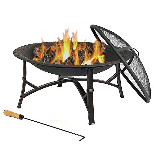 Sunnydaze Black Hammered Steel Fire Pit 29 Inch Diameter