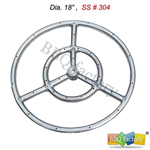 bbq factory Stainless Steel Fire Pit Burner Ring 18-Inch dia SS 304