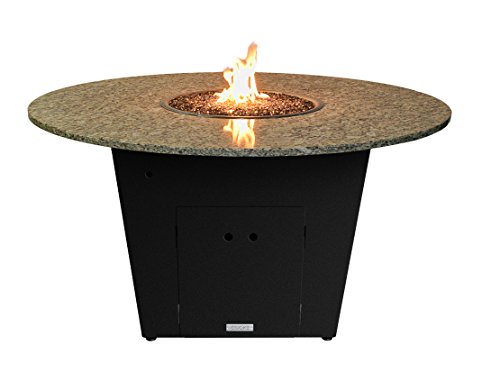 Olympic Round Large Fire Pit Table 60 D - Chat Height - Natural Gas - Santa Cecillia Granite Top - Bronze Powdercoat Base