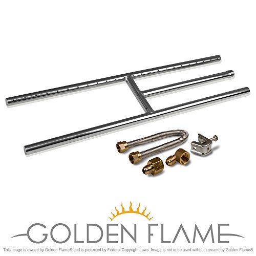 24 x 6 Natural Gas Fire Pit and Fireplace H-Burner 304 Series SS wconnection kit