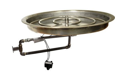 HPC Round Push Button Ignition Fire Pit Kit 18-Inch Burner 25-Inch Bowl Pan Natural Gas
