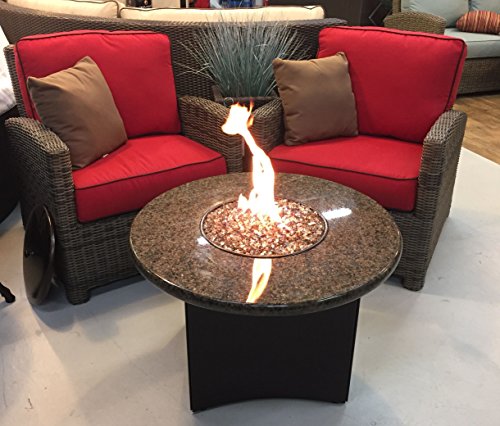 Oriflamme Propane or Natural Gas Fire Pit Table - 32 Round or Square - 4 Granite Colors tropical brown