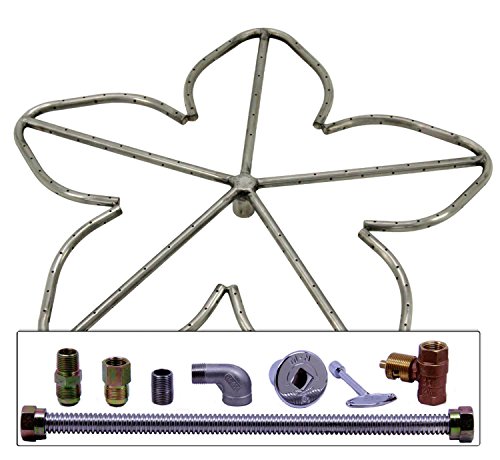 Spotix Penta Hpc Match Lit Fire Pit Burner Kit 24-inch Burner Natural Gas Polished Chrome