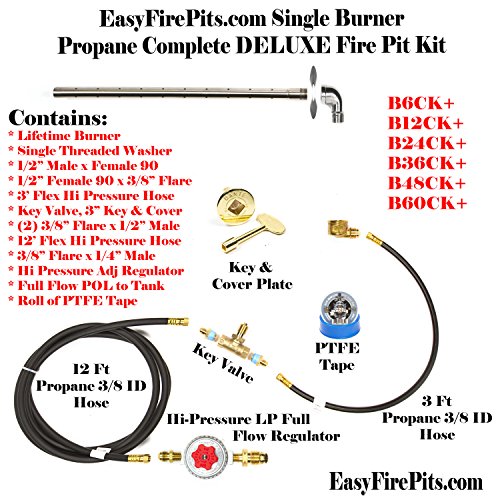 B12CK Complete 12 Linear DELUXE Propane Fire Table Fire Pit Kit 316 Stainless not Lessor 304 Convert Existing Wood Fire Pit to Propane